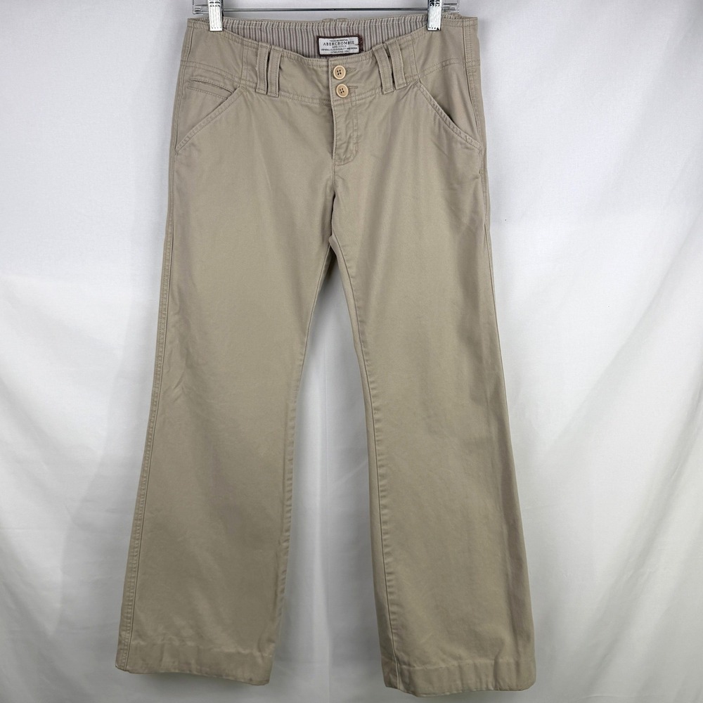 VTG Y2K Abercrombie & Fitch Preppy Ultra Low Rise Flare Pants 4R Indie Sleaze